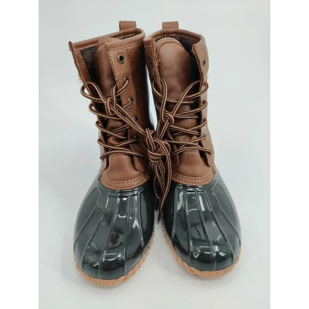 Sporto Duck Boots Mens‎ Size 6 Brown Black Waterproof Lace-Up Rugged